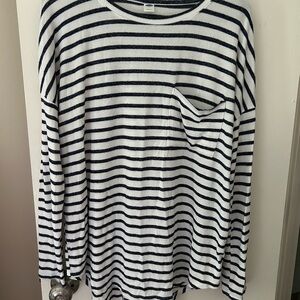 Old Navy Black and White Striped Top with Pocket